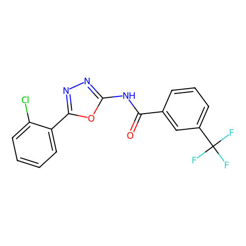 N-(5-(2-chlorophenyl)-1,3,4-oxadiazol-2-yl)-3-(trifluoromethyl)benzamide structure