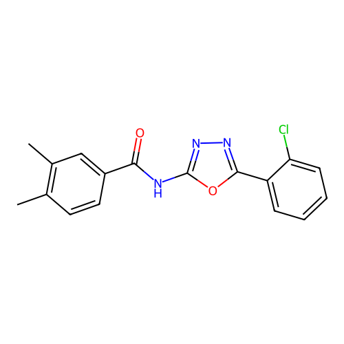 N-[5-(2-chlorophenyl)-1,3,4-oxadiazol-2-yl]-3,4-dimethylbenzamide structure