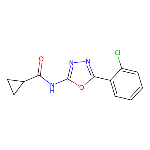 N-[5-(2-chlorophenyl)-1,3,4-oxadiazol-2-yl]cyclopropanecarboxamide structure
