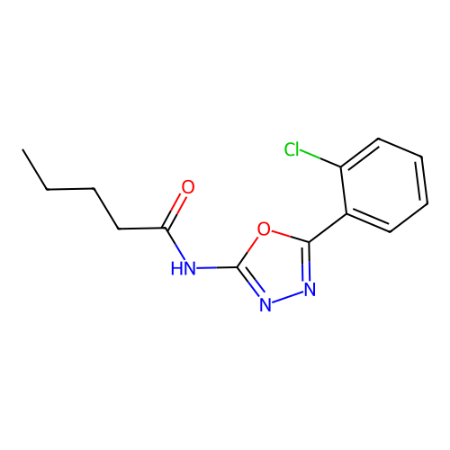 N-[5-(2-chlorophenyl)-1,3,4-oxadiazol-2-yl]pentanamide structure
