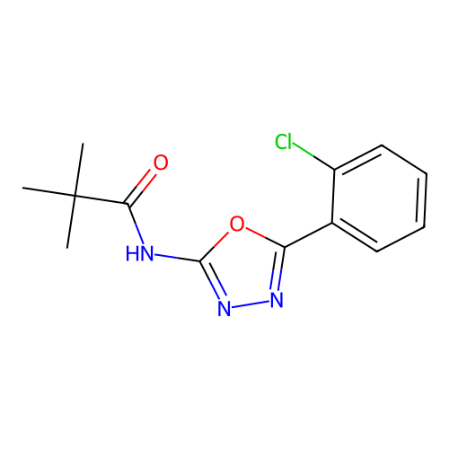 N-[5-(2-chlorophenyl)-1,3,4-oxadiazol-2-yl]-2,2-dimethylpropanamide structure