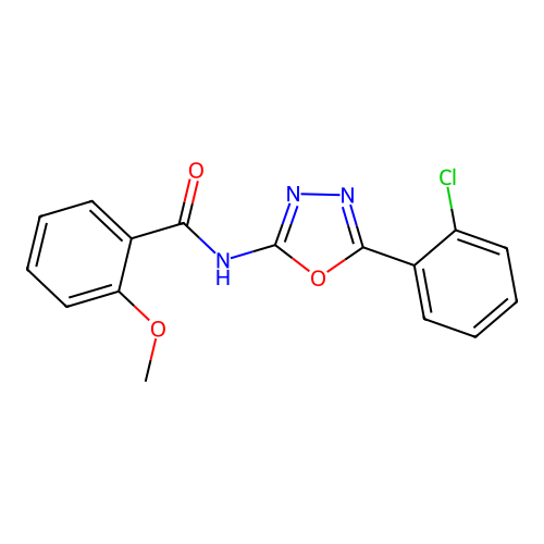 N-[5-(2-chlorophenyl)-1,3,4-oxadiazol-2-yl]-2-methoxybenzamide structure