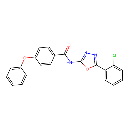 N-[5-(2-chlorophenyl)-1,3,4-oxadiazol-2-yl]-4-phenoxybenzamide structure