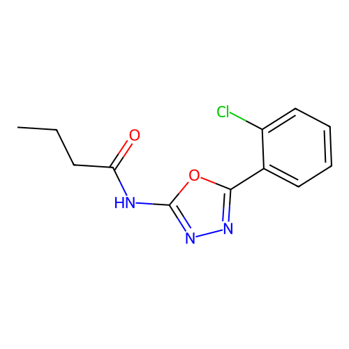 N-[5-(2-chlorophenyl)-1,3,4-oxadiazol-2-yl]butanamide structure