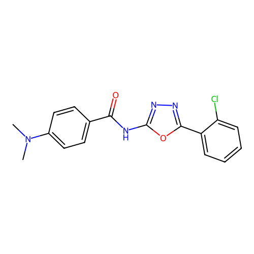 N-(5-(2-chlorophenyl)-1,3,4-oxadiazol-2-yl)-4-(dimethylamino)benzamide structure