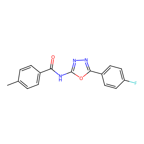 N-[5-(4-fluorophenyl)-1,3,4-oxadiazol-2-yl]-4-methylbenzamide structure