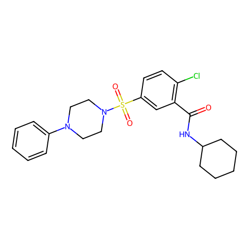 2-chloro-N-cyclohexyl-5-(4-phenylpiperazin-1-yl)sulfonylbenzamide structure