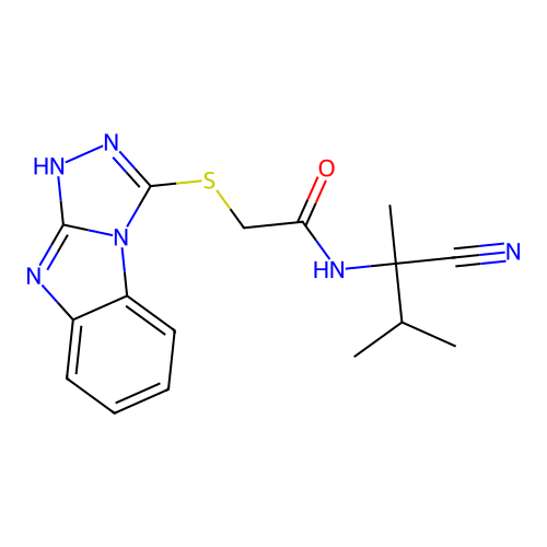 N-(1-cyano-1,2-dimethylpropyl)-2-{2,4,5,7-tetraazatricyclo[6.4.0.0,2,6]dodeca-1(8),3,5,9,11-pentaen-3-ylsulfanyl}acetamide structure