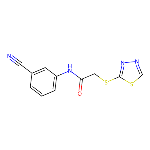 2-((1,3,4-Thiadiazol-2-yl)thio)-N-(3-cyanophenyl)acetamide structure