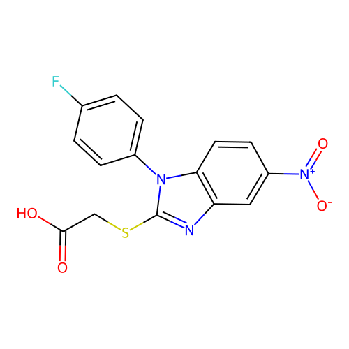 2-{[1-(4-fluorophenyl)-5-nitro-1H-1,3-benzodiazol-2-yl]sulfanyl}acetic acid structure