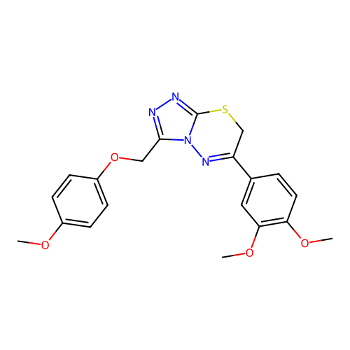 6-(3,4-dimethoxyphenyl)-3-[(4-methoxyphenoxy)methyl]-7H-[1,2,4]triazolo[3,4-b][1,3,4]thiadiazine structure