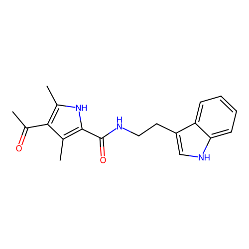 4-acetyl-N-[2-(1H-indol-3-yl)ethyl]-3,5-dimethyl-1H-pyrrole-2-carboxamide structure