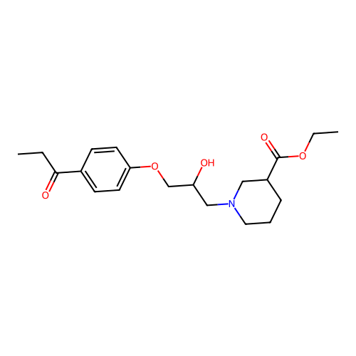 Ethyl 1-[2-hydroxy-3-(4-propanoylphenoxy)propyl]piperidine-3-carboxylate structure
