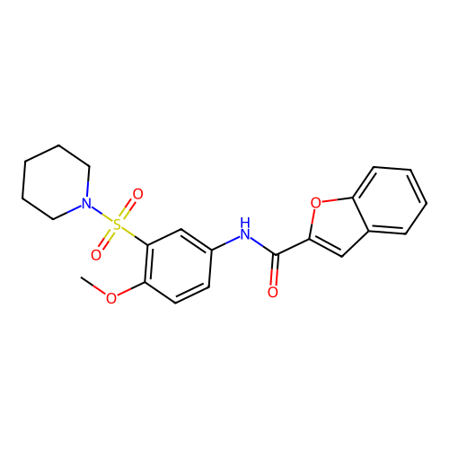 N-(4-methoxy-3-piperidin-1-ylsulfonylphenyl)-1-benzofuran-2-carboxamide structure