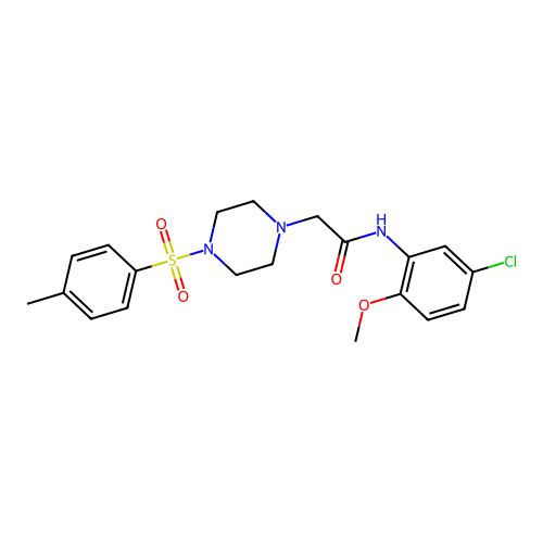 N-(5-chloro-2-methoxyphenyl)-2-(4-tosylpiperazin-1-yl)acetamide structure