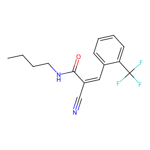 N-butyl-2-cyano-3-[2-(trifluoromethyl)phenyl]prop-2-enamide structure