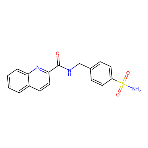 N-[(4-sulfamoylphenyl)methyl]quinoline-2-carboxamide structure