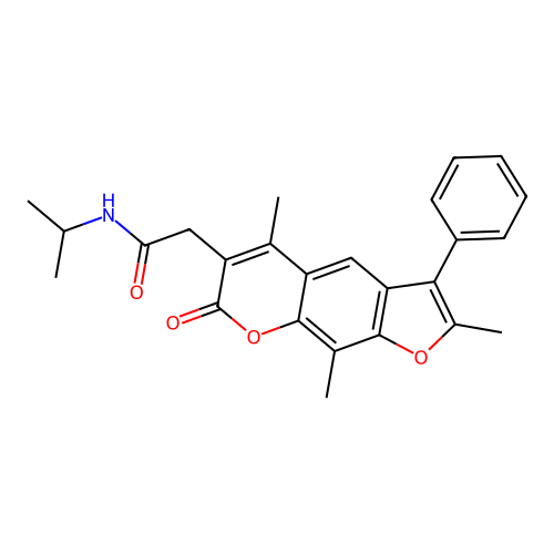 N-isopropyl-2-(2,5,9-trimethyl-7-oxo-3-phenyl-7H-furo[3,2-g]chromen-6-yl)acetamide structure