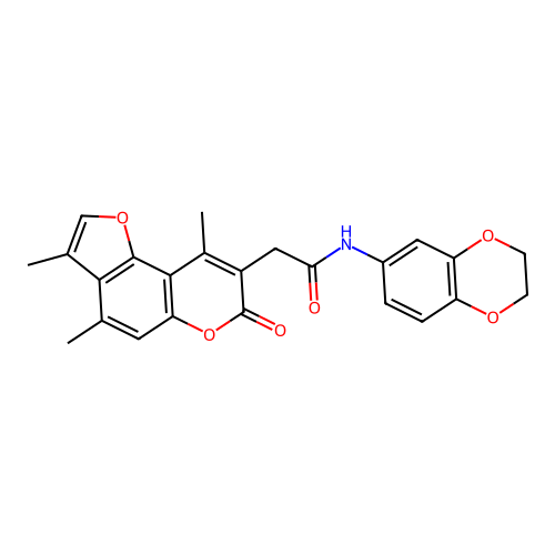 N-(2,3-dihydrobenzo[b][1,4]dioxin-6-yl)-2-(3,4,9-trimethyl-7-oxo-7H-furo[2,3-f]chromen-8-yl)acetamide structure