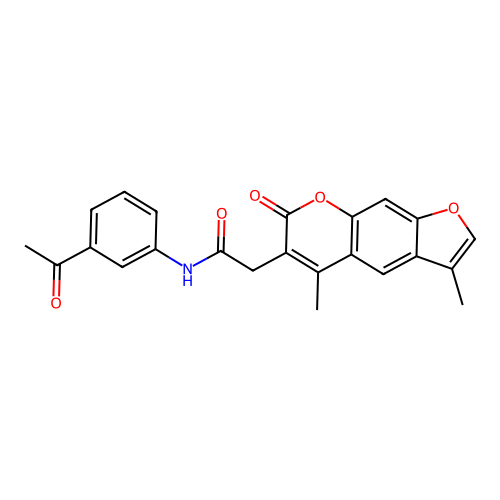 N-(3-acetylphenyl)-2-(3,5-dimethyl-7-oxofuro[3,2-g]chromen-6-yl)acetamide structure