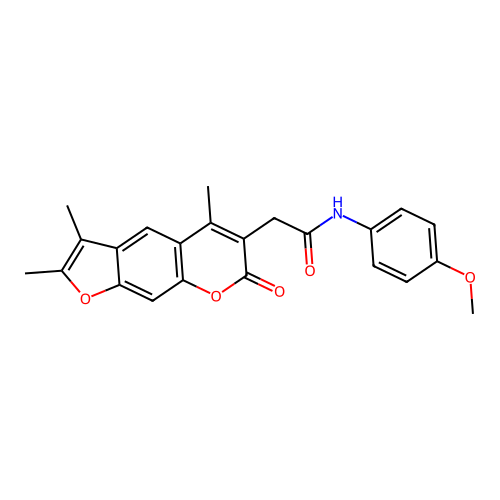 N-(4-methoxyphenyl)-2-(2,3,5-trimethyl-7-oxo-7H-furo[3,2-g]chromen-6-yl)acetamide structure