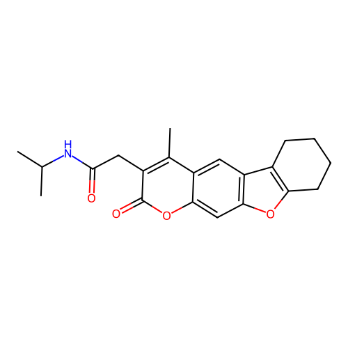 N-isopropyl-2-(4-methyl-2-oxo-6,7,8,9-tetrahydro-2H-benzofuro[3,2-g]chromen-3-yl)acetamide structure