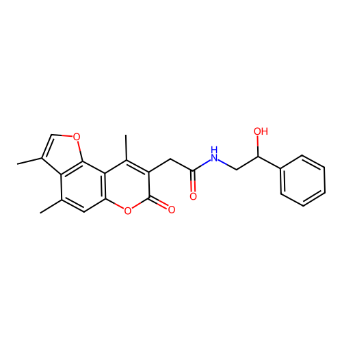 N-(2-hydroxy-2-phenylethyl)-2-(3,4,9-trimethyl-7-oxo-7H-furo[2,3-f]chromen-8-yl)acetamide structure