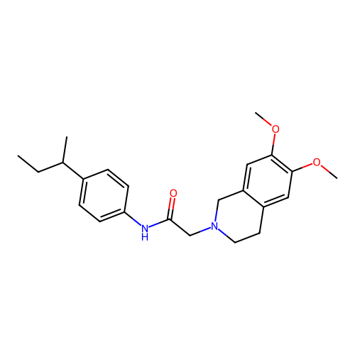 N-(4-butan-2-ylphenyl)-2-(6,7-dimethoxy-3,4-dihydro-1H-isoquinolin-2-yl)acetamide structure