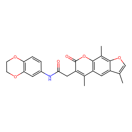 N-(2,3-dihydrobenzo[b][1,4]dioxin-6-yl)-2-(3,5,9-trimethyl-7-oxo-7H-furo[3,2-g]chromen-6-yl)acetamide structure