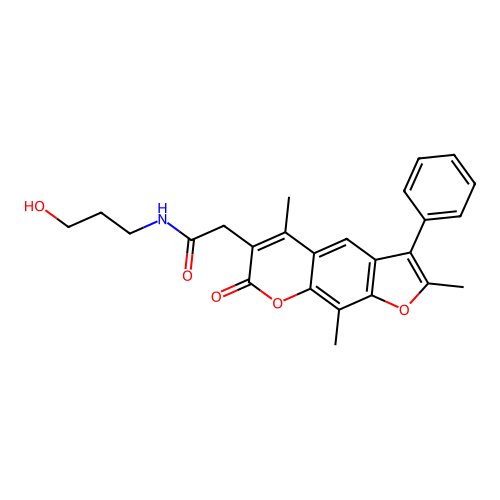 N-(3-hydroxypropyl)-2-(2,5,9-trimethyl-7-oxo-3-phenyl-7H-furo[3,2-g]chromen-6-yl)acetamide structure