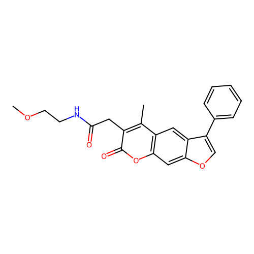 N-(2-methoxyethyl)-2-(5-methyl-7-oxo-3-phenyl-7H-furo[3,2-g]chromen-6-yl)acetamide structure