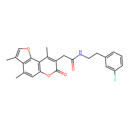 N-(3-fluorophenethyl)-2-(3,4,9-trimethyl-7-oxo-7H-furo[2,3-f]chromen-8-yl)acetamide structure