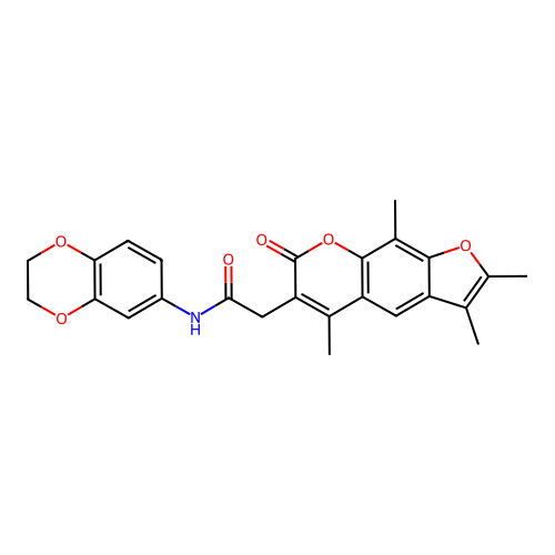 N-(2,3-dihydrobenzo[b][1,4]dioxin-6-yl)-2-(2,3,5,9-tetramethyl-7-oxo-7H-furo[3,2-g]chromen-6-yl)acetamide structure