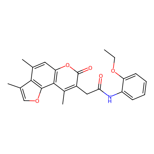 N-(2-ethoxyphenyl)-2-(3,4,9-trimethyl-7-oxo-7H-furo[2,3-f]chromen-8-yl)acetamide structure