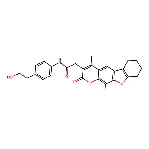 2-(4,11-dimethyl-2-oxo-6,7,8,9-tetrahydro-2H-benzofuro[3,2-g]chromen-3-yl)-N-(4-(2-hydroxyethyl)phenyl)acetamide structure