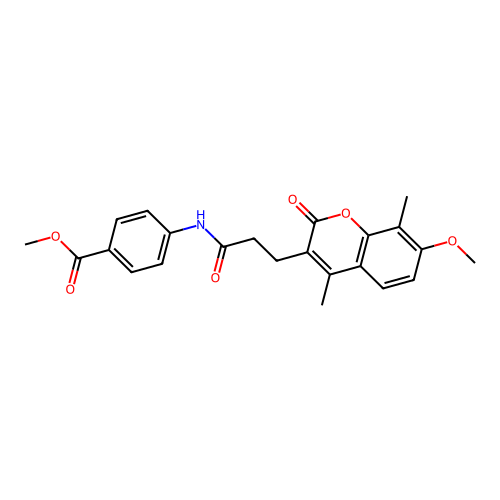 methyl 4-(3-(7-methoxy-4,8-dimethyl-2-oxo-2H-chromen-3-yl)propanamido)benzoate structure