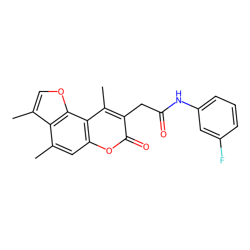 N-(3-fluorophenyl)-2-(3,4,9-trimethyl-7-oxo-7H-furo[2,3-f]chromen-8-yl)acetamide structure