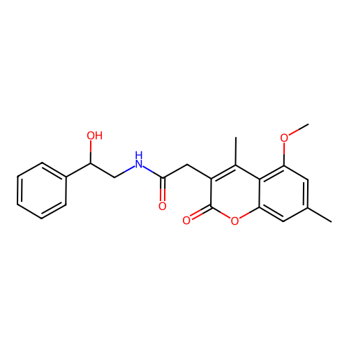 N-(2-hydroxy-2-phenylethyl)-2-(5-methoxy-4,7-dimethyl-2-oxo-2H-chromen-3-yl)acetamide structure