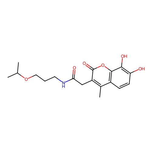 2-(7,8-dihydroxy-4-methyl-2-oxo-2H-chromen-3-yl)-N-(3-isopropoxypropyl)acetamide structure