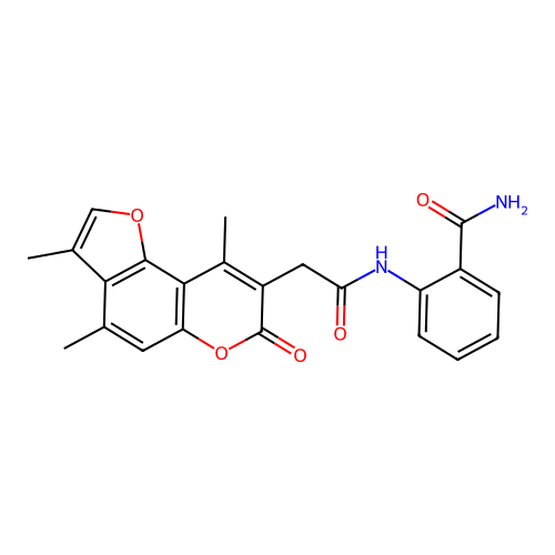 2-(2-(3,4,9-trimethyl-7-oxo-7H-furo[2,3-f]chromen-8-yl)acetamido)benzamide structure