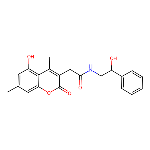 N-(2-hydroxy-2-phenylethyl)-2-(5-hydroxy-4,7-dimethyl-2-oxo-2H-chromen-3-yl)acetamide structure