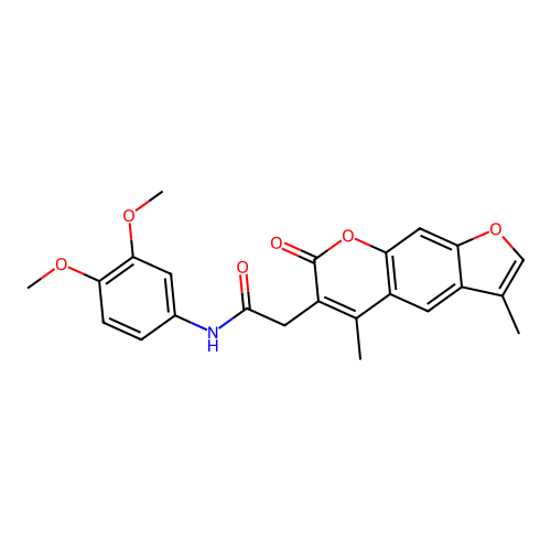 N-(3,4-dimethoxyphenyl)-2-(3,5-dimethyl-7-oxo-7H-furo[3,2-g]chromen-6-yl)acetamide structure
