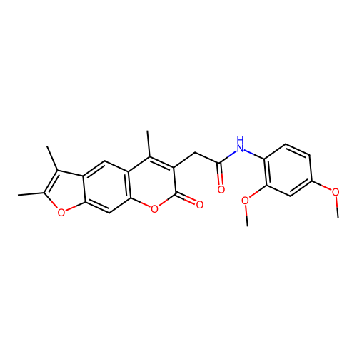 N-(2,4-dimethoxyphenyl)-2-(2,3,5-trimethyl-7-oxo-7H-furo[3,2-g]chromen-6-yl)acetamide structure