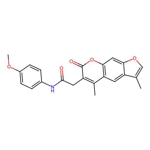2-(3,5-dimethyl-7-oxo-7H-furo[3,2-g]chromen-6-yl)-N-(4-methoxyphenyl)acetamide structure