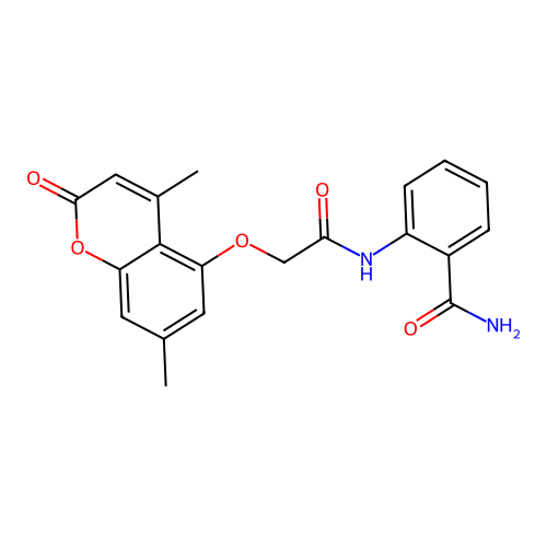 2-(2-((4,7-dimethyl-2-oxo-2H-chromen-5-yl)oxy)acetamido)benzamide structure