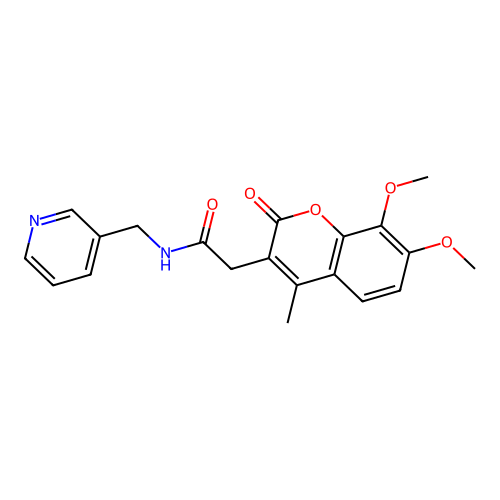 2-(7,8-dimethoxy-4-methyl-2-oxo-2H-chromen-3-yl)-N-(pyridin-3-ylmethyl)acetamide structure