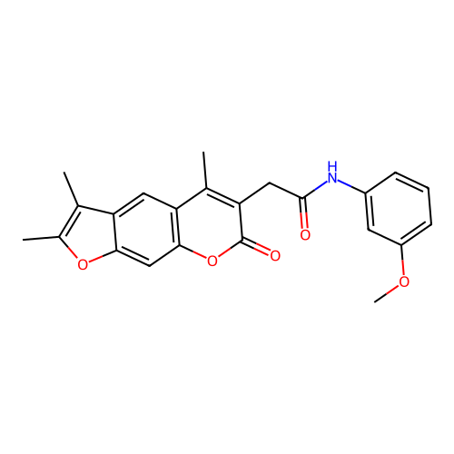 N-(3-methoxyphenyl)-2-(2,3,5-trimethyl-7-oxo-7H-furo[3,2-g]chromen-6-yl)acetamide structure