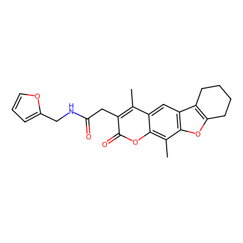 2-(4,11-dimethyl-2-oxo-6,7,8,9-tetrahydro-2H-benzofuro[3,2-g]chromen-3-yl)-N-(furan-2-ylmethyl)acetamide structure