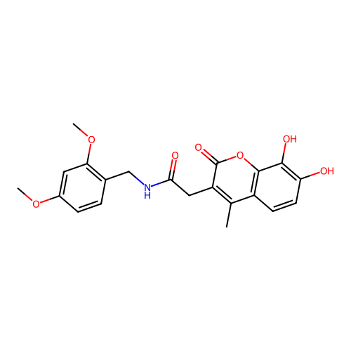 2-(7,8-dihydroxy-4-methyl-2-oxo-2H-chromen-3-yl)-N-(2,4-dimethoxybenzyl)acetamide structure