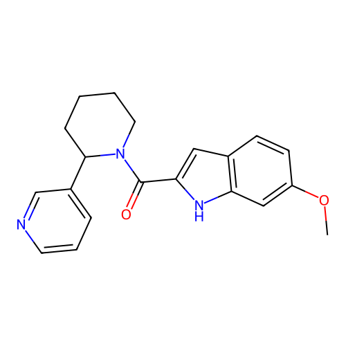 (6-methoxy-1H-indol-2-yl)(2-(pyridin-3-yl)piperidin-1-yl)methanone structure